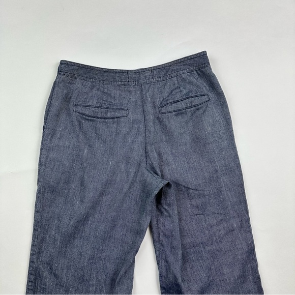 Anthropologie Ett:Twa Chambray Linen Ruffle Hem Wide Leg Pants Size 0 - Picture 7 of 10